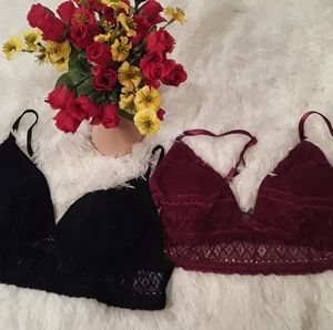 Bundle of  2 Anemone lace jr bralette black/red